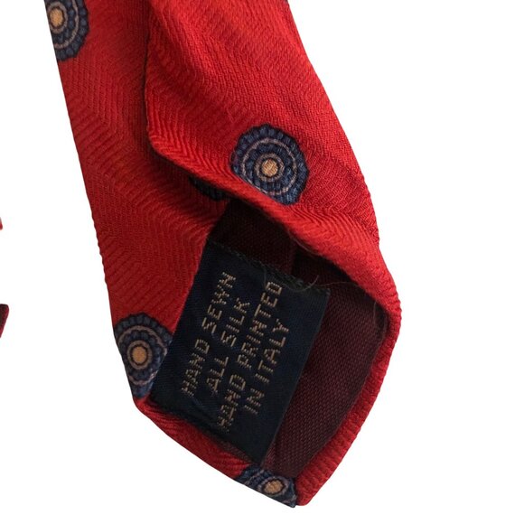 Kenneth Gordon Silk Tie Red Geometric Hand Printed in Italy Mens Necktie Office - Picture 6 of 7